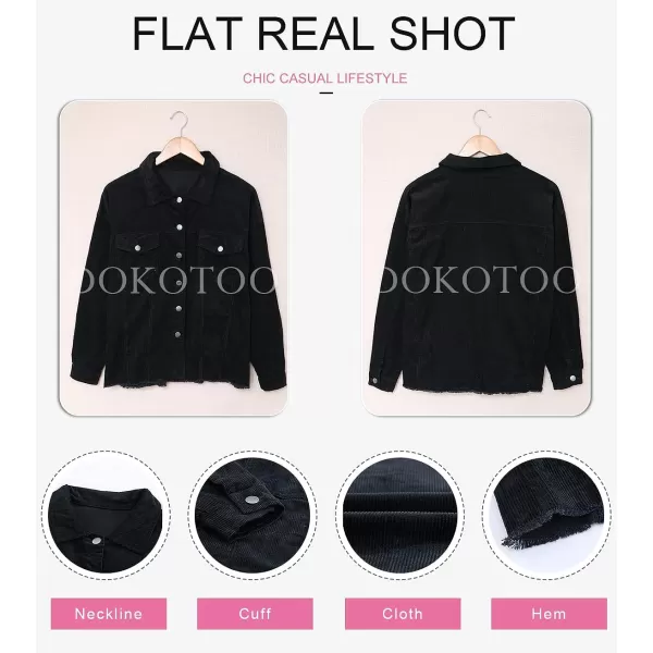 Dokotoo Womens Corduroy Jackets Button Down Long Sleeve Casual Shacket Coats Outwear