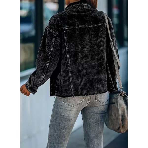Dokotoo Womens Corduroy Jackets Button Down Long Sleeve Casual Shacket Coats Outwear