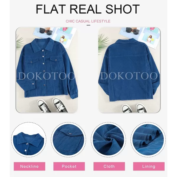 Dokotoo Womens Corduroy Jackets Button Down Long Sleeve Casual Shacket Coats Outwear