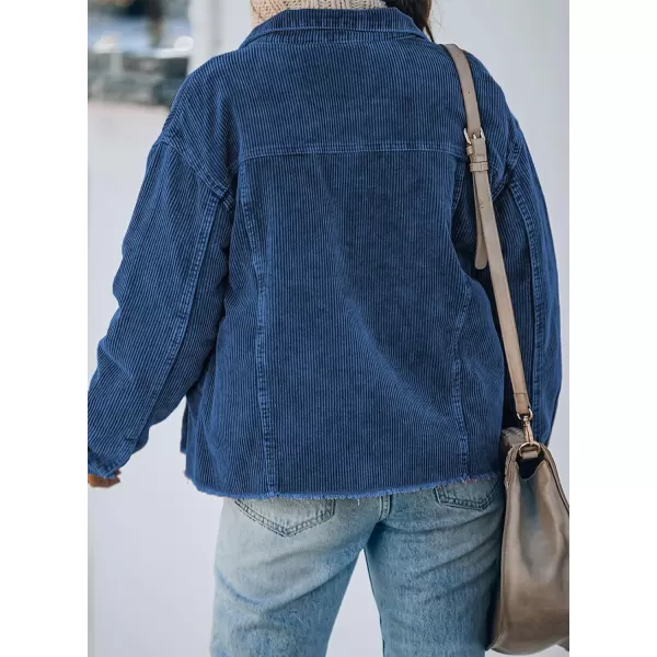 Dokotoo Womens Corduroy Jackets Button Down Long Sleeve Casual Shacket Coats Outwear