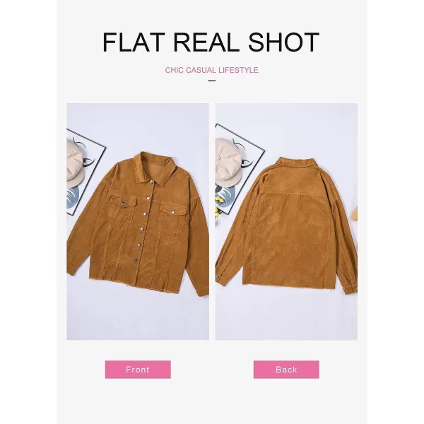Dokotoo Womens Corduroy Jackets Button Down Long Sleeve Casual Shacket Coats Outwear