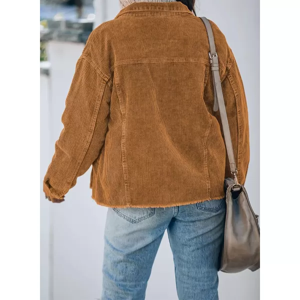 Dokotoo Womens Corduroy Jackets Button Down Long Sleeve Casual Shacket Coats Outwear
