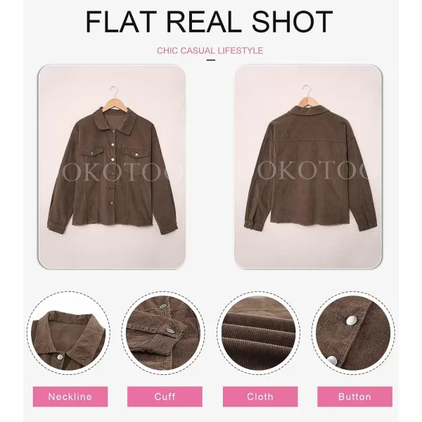 Dokotoo Womens Corduroy Jackets Button Down Long Sleeve Casual Shacket Coats Outwear