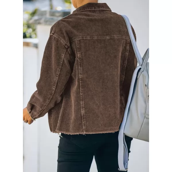 Dokotoo Womens Corduroy Jackets Button Down Long Sleeve Casual Shacket Coats Outwear