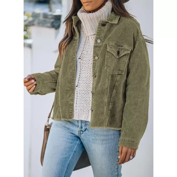 Dokotoo Womens Corduroy Jackets Button Down Long Sleeve Casual Shacket Coats Outwear