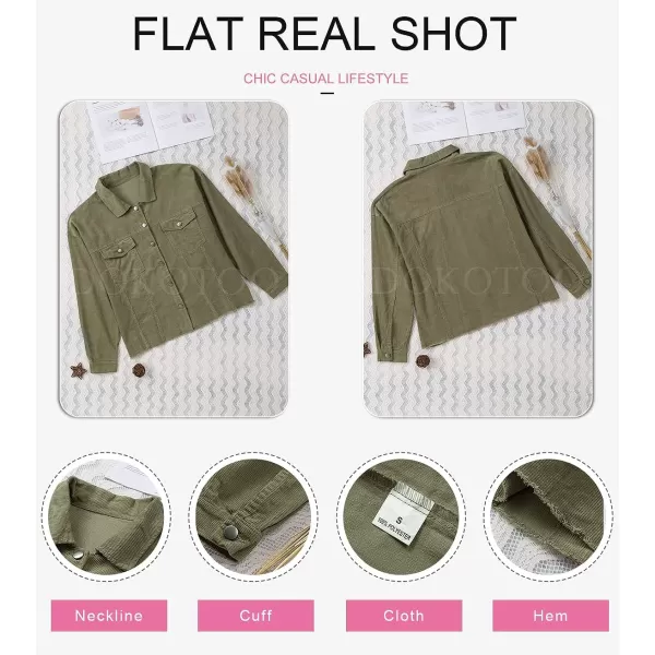 Dokotoo Womens Corduroy Jackets Button Down Long Sleeve Casual Shacket Coats Outwear