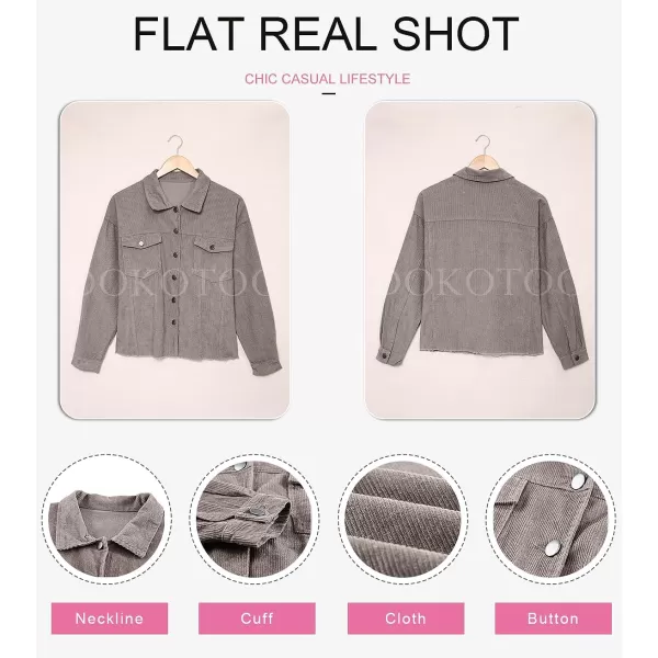Dokotoo Womens Corduroy Jackets Button Down Long Sleeve Casual Shacket Coats Outwear