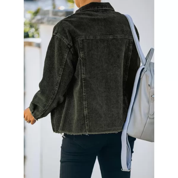 Dokotoo Womens Corduroy Jackets Button Down Long Sleeve Casual Shacket Coats Outwear
