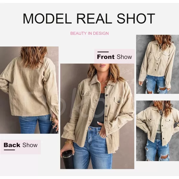 Dokotoo Womens Corduroy Jackets Button Down Long Sleeve Casual Shacket Coats Outwear