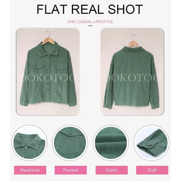 Dokotoo Womens Corduroy Jackets Button Down Long Sleeve Casual Shacket Coats Outwear