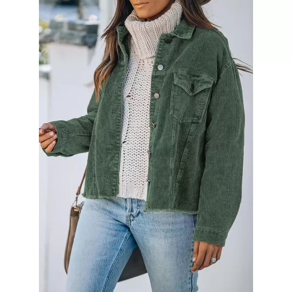 Dokotoo Womens Corduroy Jackets Button Down Long Sleeve Casual Shacket Coats Outwear