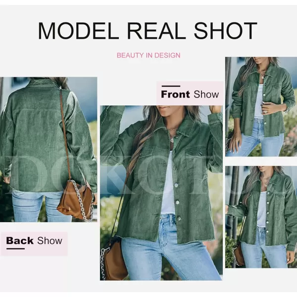 Dokotoo Womens Corduroy Jackets Button Down Long Sleeve Casual Shacket Coats Outwear