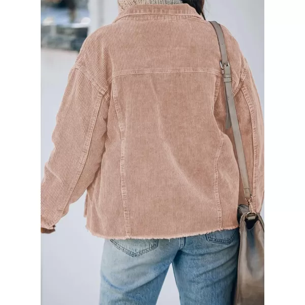 Dokotoo Womens Corduroy Jackets Button Down Long Sleeve Casual Shacket Coats Outwear