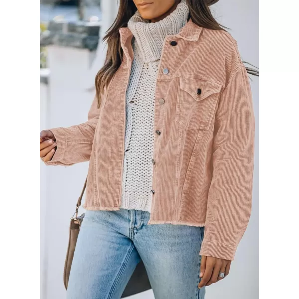 Dokotoo Womens Corduroy Jackets Button Down Long Sleeve Casual Shacket Coats Outwear