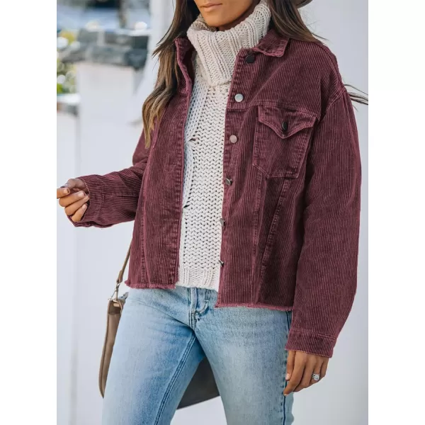 Dokotoo Womens Corduroy Jackets Button Down Long Sleeve Casual Shacket Coats Outwear