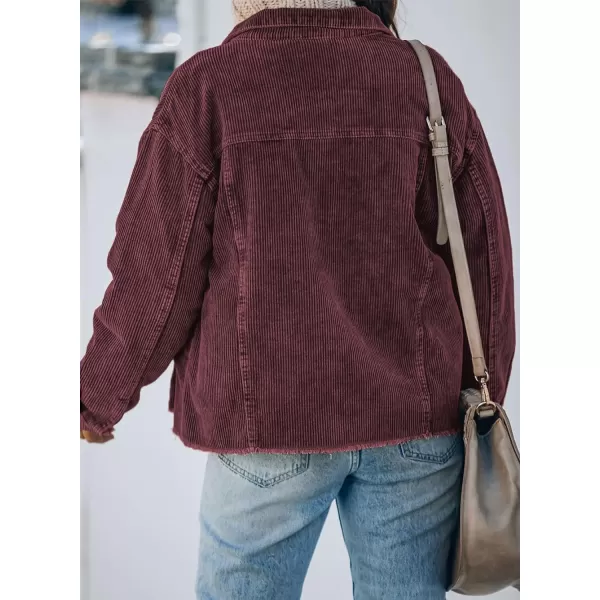 Dokotoo Womens Corduroy Jackets Button Down Long Sleeve Casual Shacket Coats Outwear