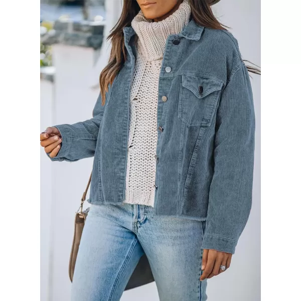 Dokotoo Womens Corduroy Jackets Button Down Long Sleeve Casual Shacket Coats Outwear
