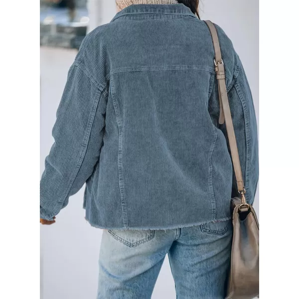 Dokotoo Womens Corduroy Jackets Button Down Long Sleeve Casual Shacket Coats Outwear