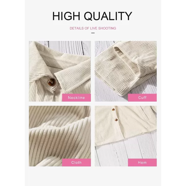Dokotoo Womens Corduroy Long Sleeve Button Down Shirts Casual Jacket Tops Shacket