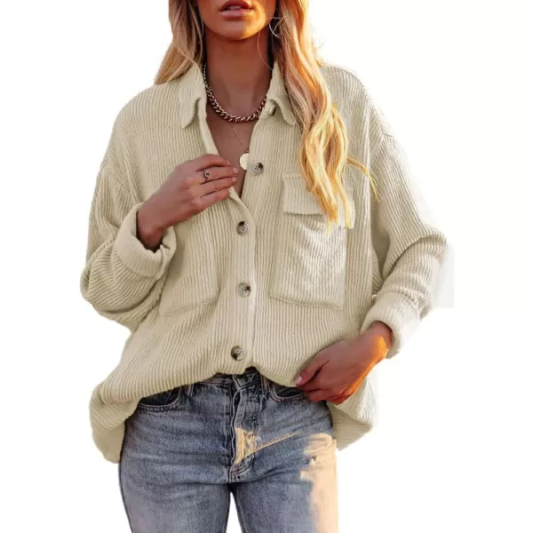 Dokotoo Womens Corduroy Long Sleeve Button Down Shirts Casual Jacket Tops Shacket