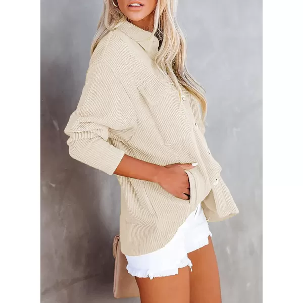 Dokotoo Womens Corduroy Long Sleeve Button Down Shirts Casual Jacket Tops Shacket