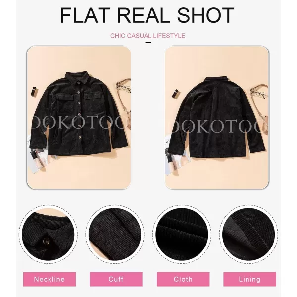 Dokotoo Womens Corduroy Long Sleeve Button Down Shirts Casual Jacket Tops Shacket