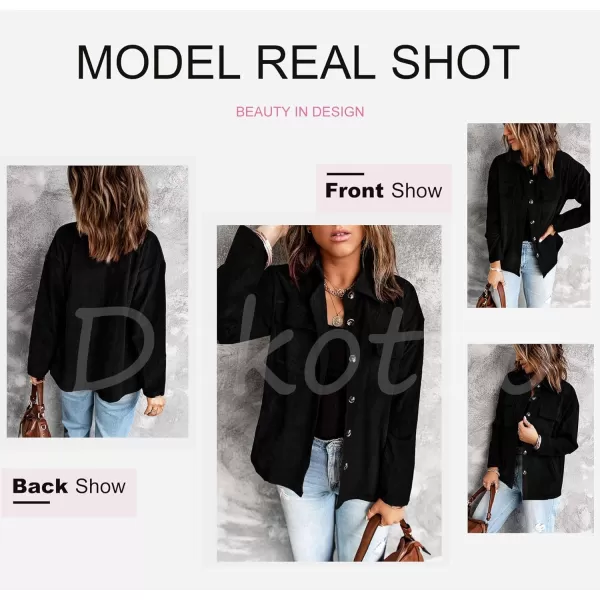 Dokotoo Womens Corduroy Long Sleeve Button Down Shirts Casual Jacket Tops Shacket