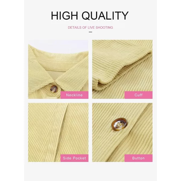 Dokotoo Womens Corduroy Long Sleeve Button Down Shirts Casual Jacket Tops Shacket