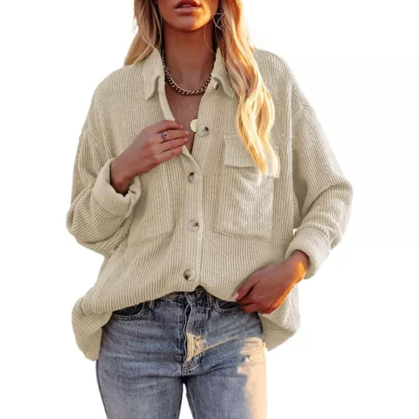 Dokotoo Womens Corduroy Long Sleeve Button Down Shirts Casual Jacket Tops Shacket