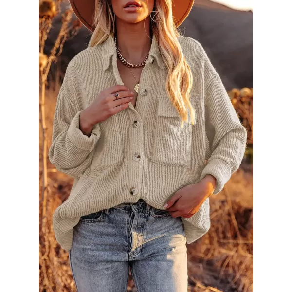 Dokotoo Womens Corduroy Long Sleeve Button Down Shirts Casual Jacket Tops Shacket