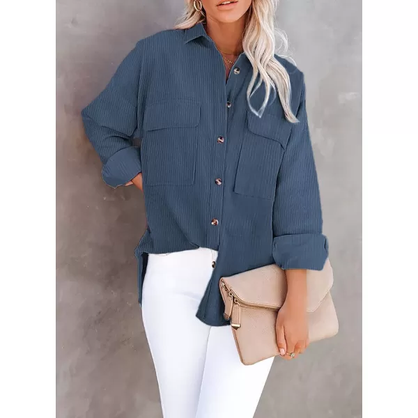 Dokotoo Womens Corduroy Long Sleeve Button Down Shirts Casual Jacket Tops Shacket