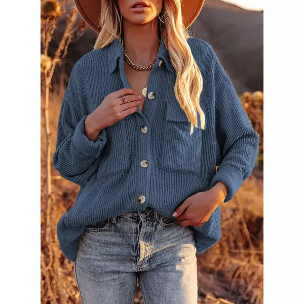 Dokotoo Womens Corduroy Long Sleeve Button Down Shirts Casual Jacket Tops Shacket