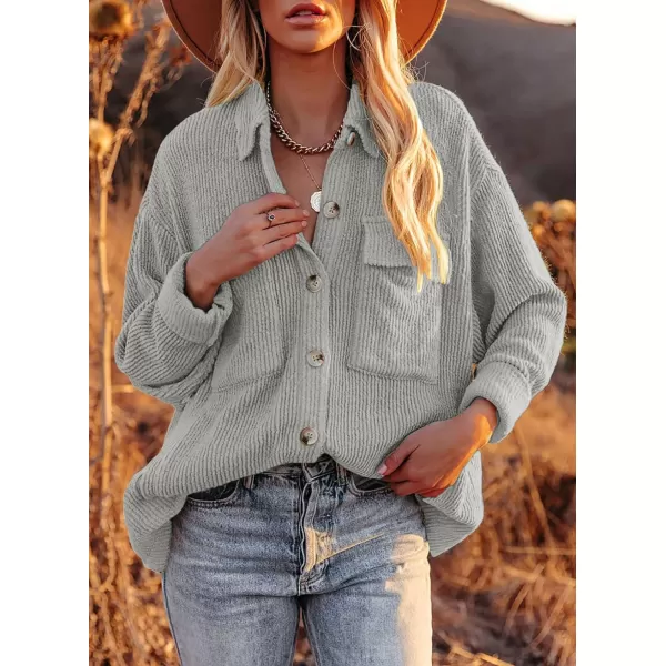 Dokotoo Womens Corduroy Long Sleeve Button Down Shirts Casual Jacket Tops Shacket