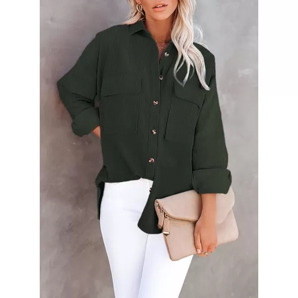 Dokotoo Womens Corduroy Long Sleeve Button Down Shirts Casual Jacket Tops Shacket
