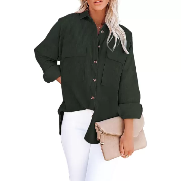 Dokotoo Womens Corduroy Long Sleeve Button Down Shirts Casual Jacket Tops Shacket