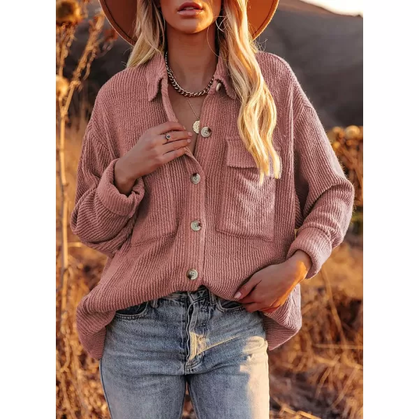 Dokotoo Womens Corduroy Long Sleeve Button Down Shirts Casual Jacket Tops Shacket