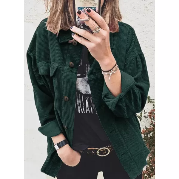 Dokotoo Womens Corduroy Long Sleeve Button Down Shirts Casual Jacket Tops Shacket