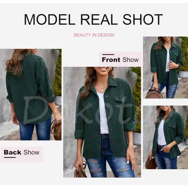 Dokotoo Womens Corduroy Long Sleeve Button Down Shirts Casual Jacket Tops Shacket