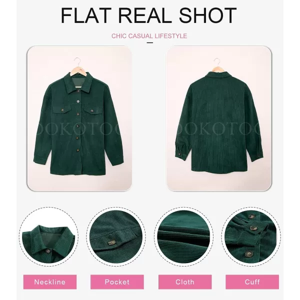 Dokotoo Womens Corduroy Long Sleeve Button Down Shirts Casual Jacket Tops Shacket