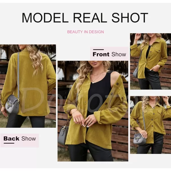Dokotoo Womens Corduroy Long Sleeve Button Down Shirts Casual Jacket Tops Shacket
