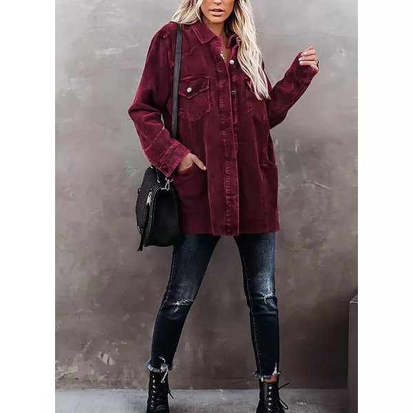 Dokotoo Womens Corduroy Long Sleeve Button Down Shirts Casual Jacket Tops Shacket
