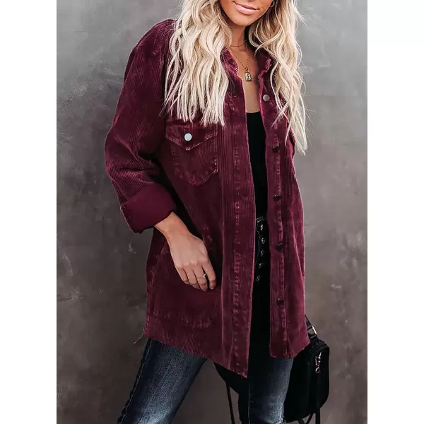 Dokotoo Womens Corduroy Long Sleeve Button Down Shirts Casual Jacket Tops Shacket