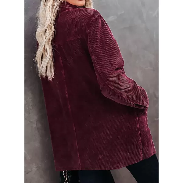 Dokotoo Womens Corduroy Long Sleeve Button Down Shirts Casual Jacket Tops Shacket