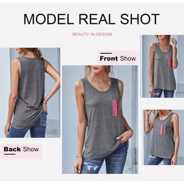 Dokotoo Womens Crew Neck Tank Tops Summer Leopard Detail Print Top Casual Cami Shirts Blouses S-XXL
