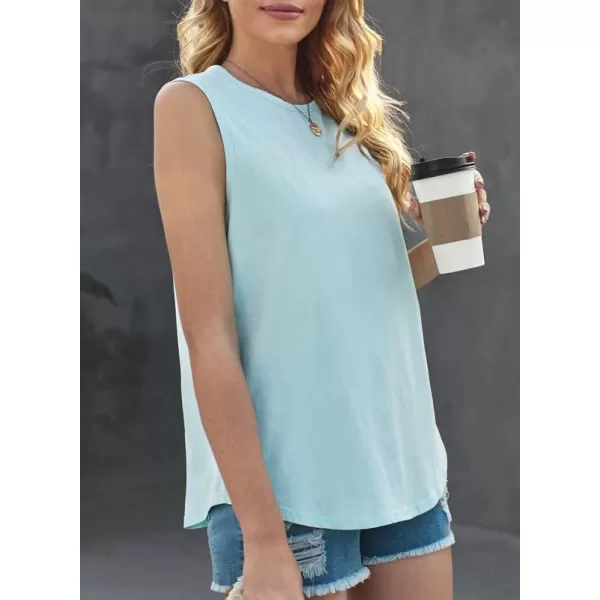 Dokotoo Womens Crew Neck Tank Tops Summer Leopard Detail Print Top Casual Cami Shirts Blouses S-XXL