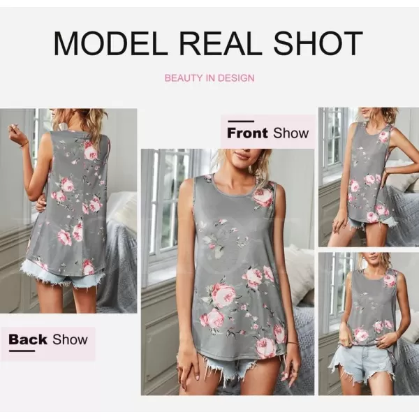 Dokotoo Womens Crew Neck Tank Tops Summer Leopard Detail Print Top Casual Cami Shirts Blouses S-XXL