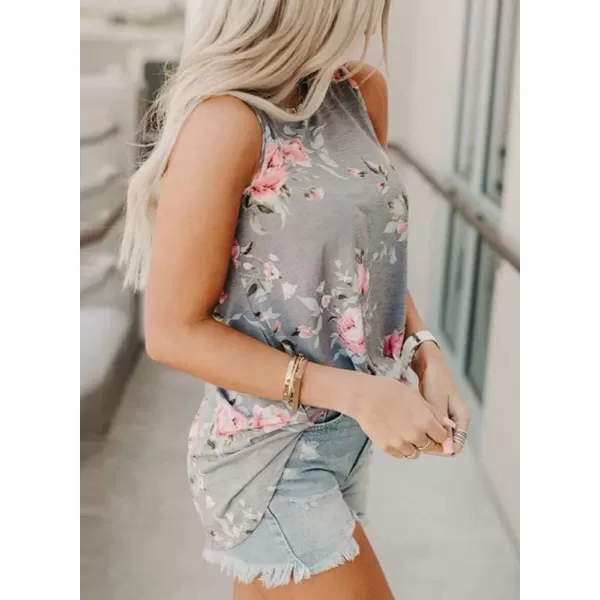 Dokotoo Womens Crew Neck Tank Tops Summer Leopard Detail Print Top Casual Cami Shirts Blouses S-XXL