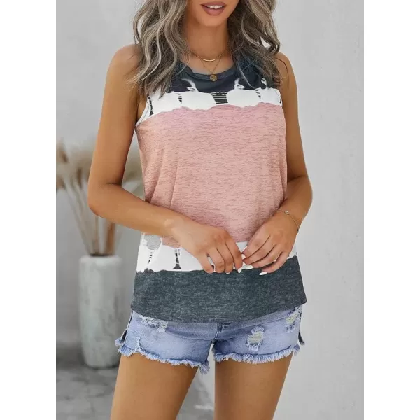 Dokotoo Womens Crew Neck Tank Tops Summer Leopard Detail Print Top Casual Cami Shirts Blouses S-XXL
