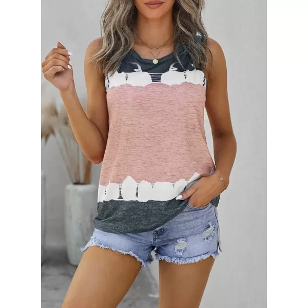 Dokotoo Womens Crew Neck Tank Tops Summer Leopard Detail Print Top Casual Cami Shirts Blouses S-XXL