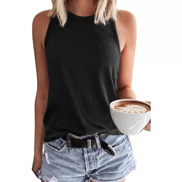 Dokotoo Womens Crew Neck Tank Tops Summer Leopard Detail Print Top Casual Cami Shirts Blouses S-XXL